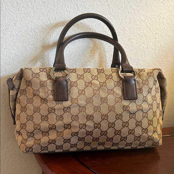 Gucci Tan and Brown Monogram Satchel - Picture 1 of 10